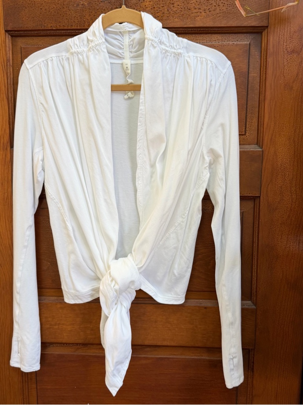 lululemon athletica White Tie-Front open  front cover up shirt sz10